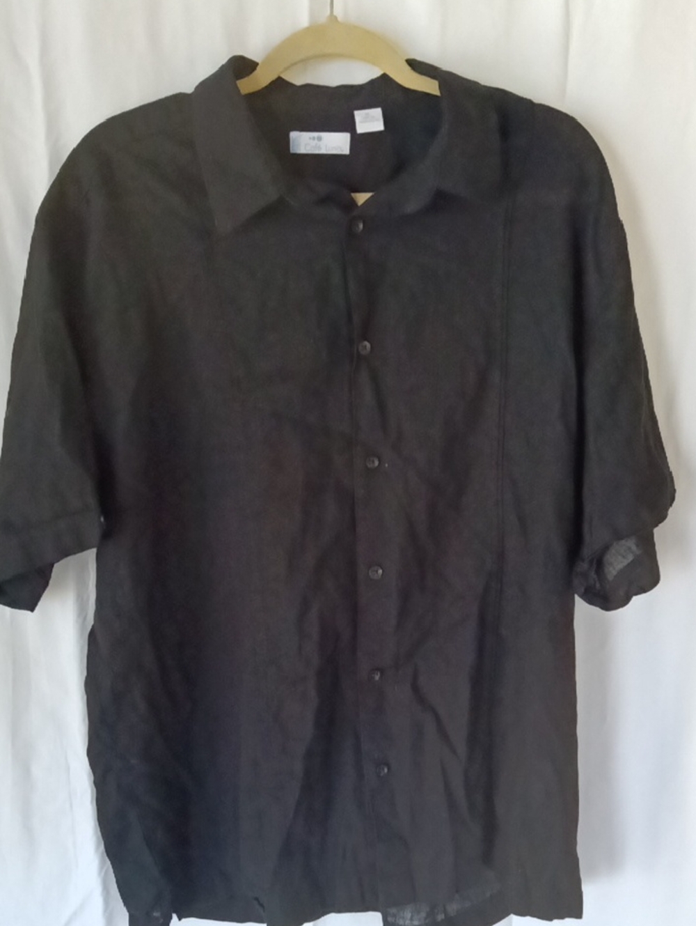 Men's Casual Black Short-Sleeve Button-Down Shirt
